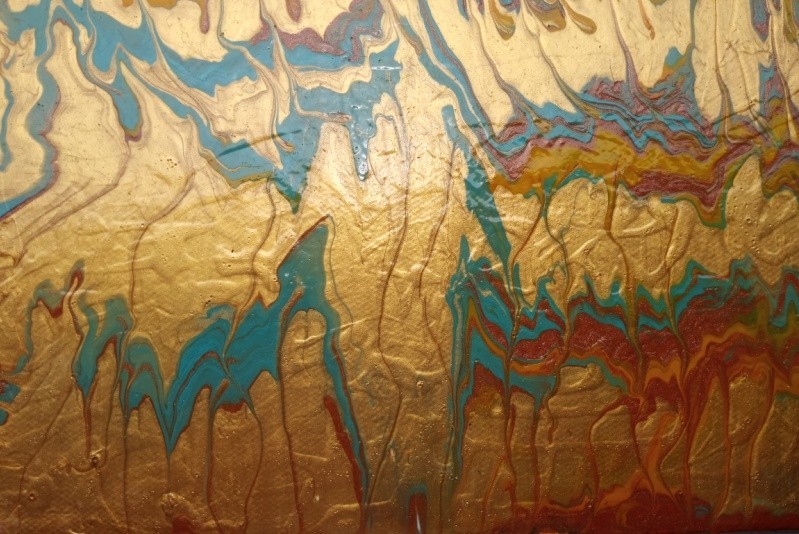 Outsider Abstract Expressionist Canvas Gold Original Art Painting Modern Contemp