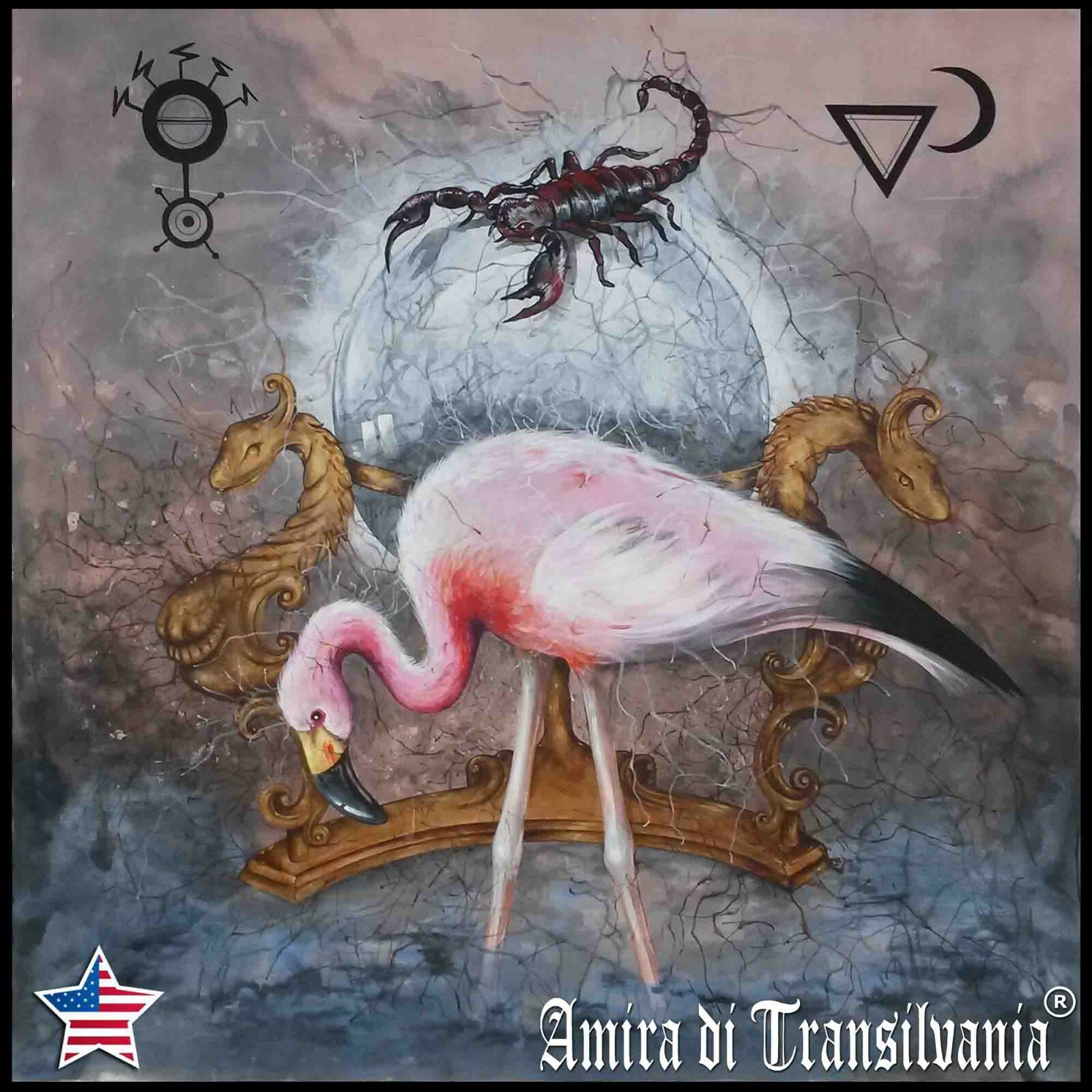 scorpion art painting pink flamingo oil acrylic canvas home hand painted animals