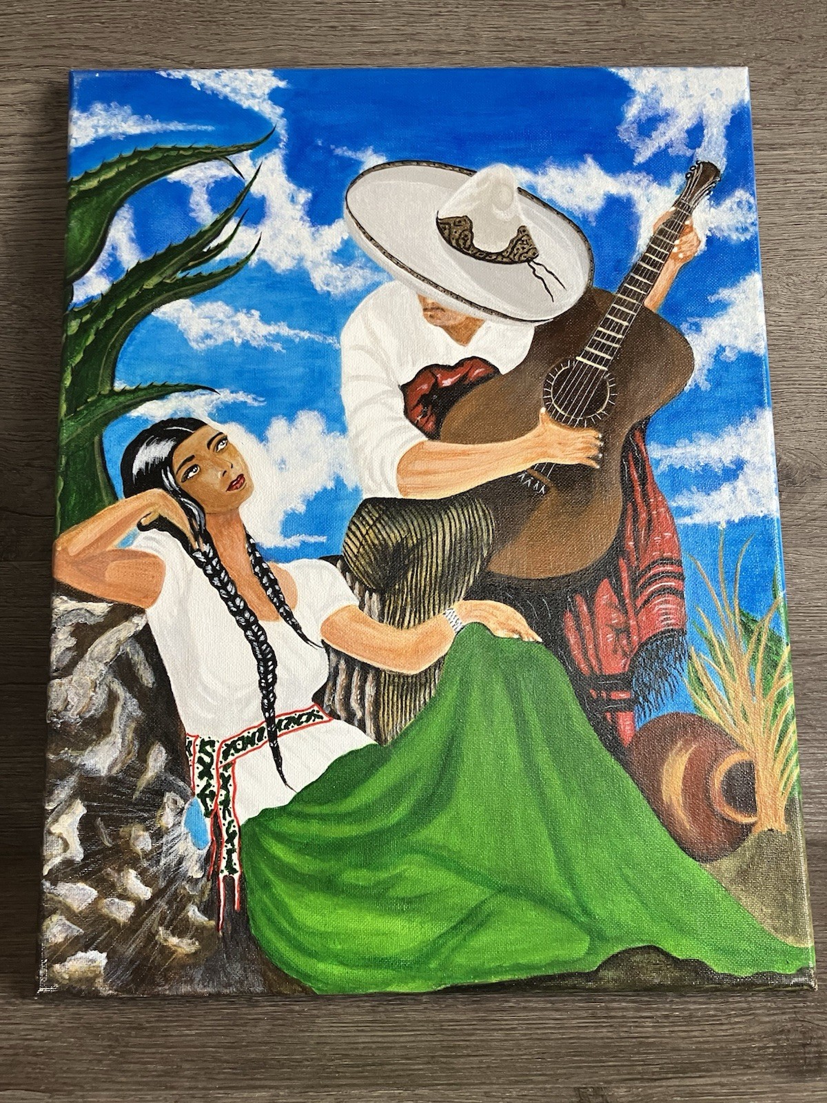 Original “the Serenade ” Acrylic Painting Prison Art Handmade Canvas Art