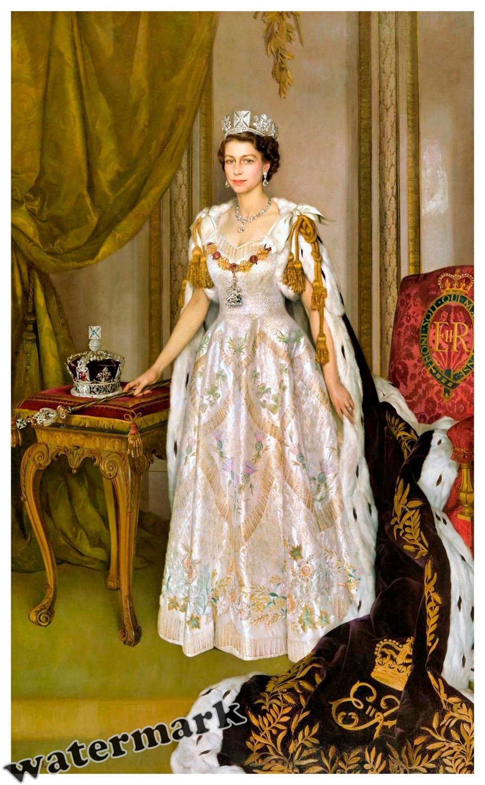 1953 Coronation Portrait of Queen Elizabeth II 11×14 Art Print / Photo