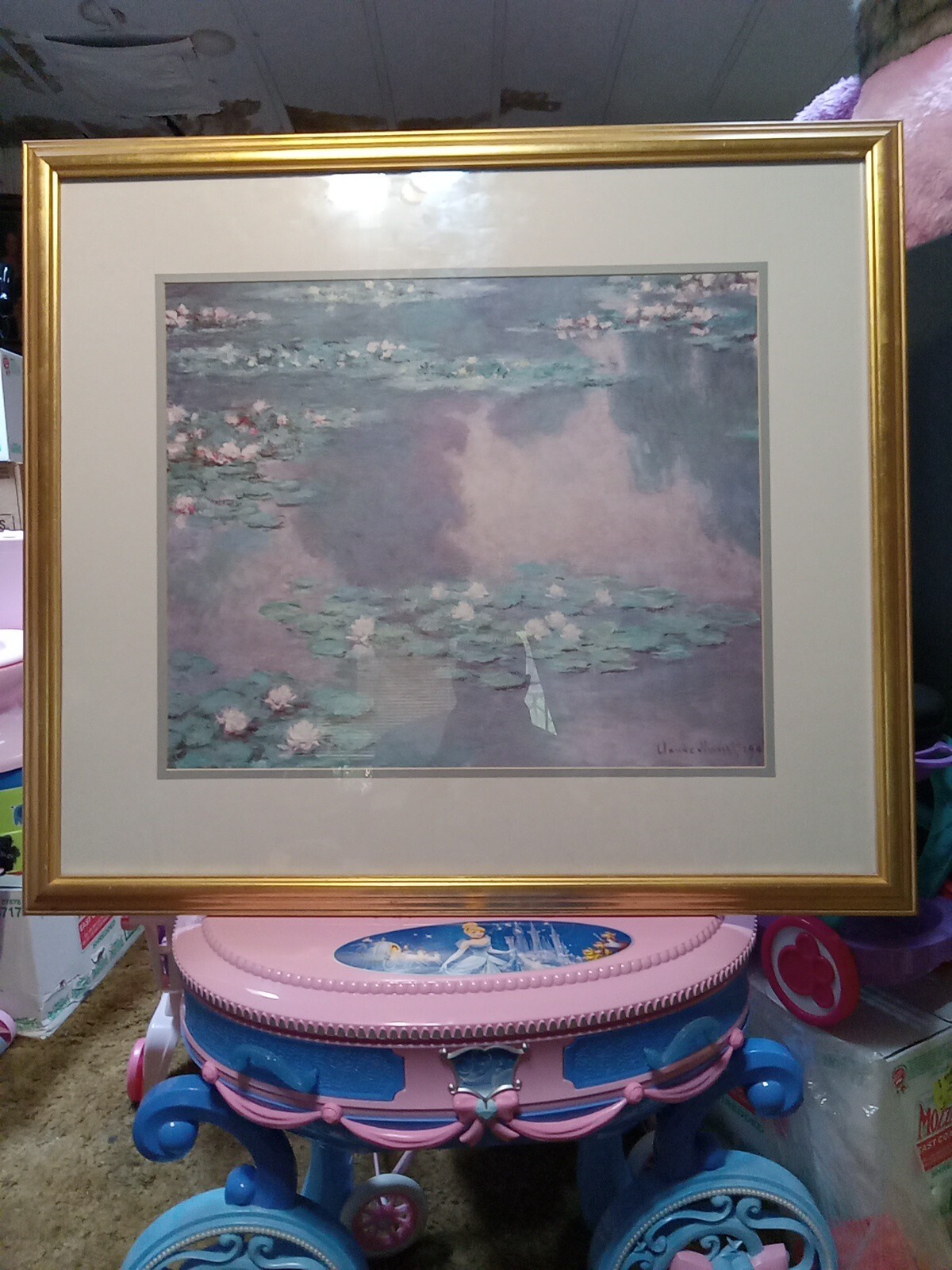 Claude Monet, 1906 water lillies,, Vintage oil painting, gold framed