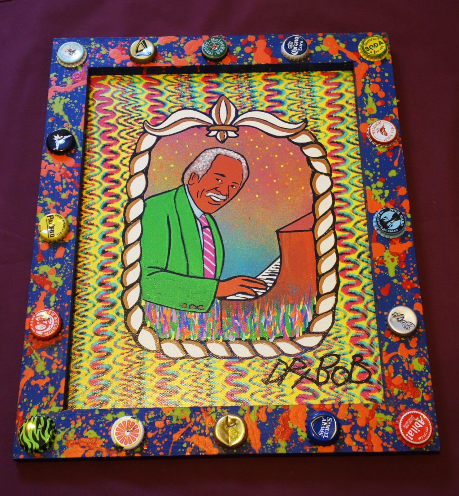 ALLEN TOUSSAINT Signed Giclee Print, New Orleans Louisiana Folk Art by DR. BOB