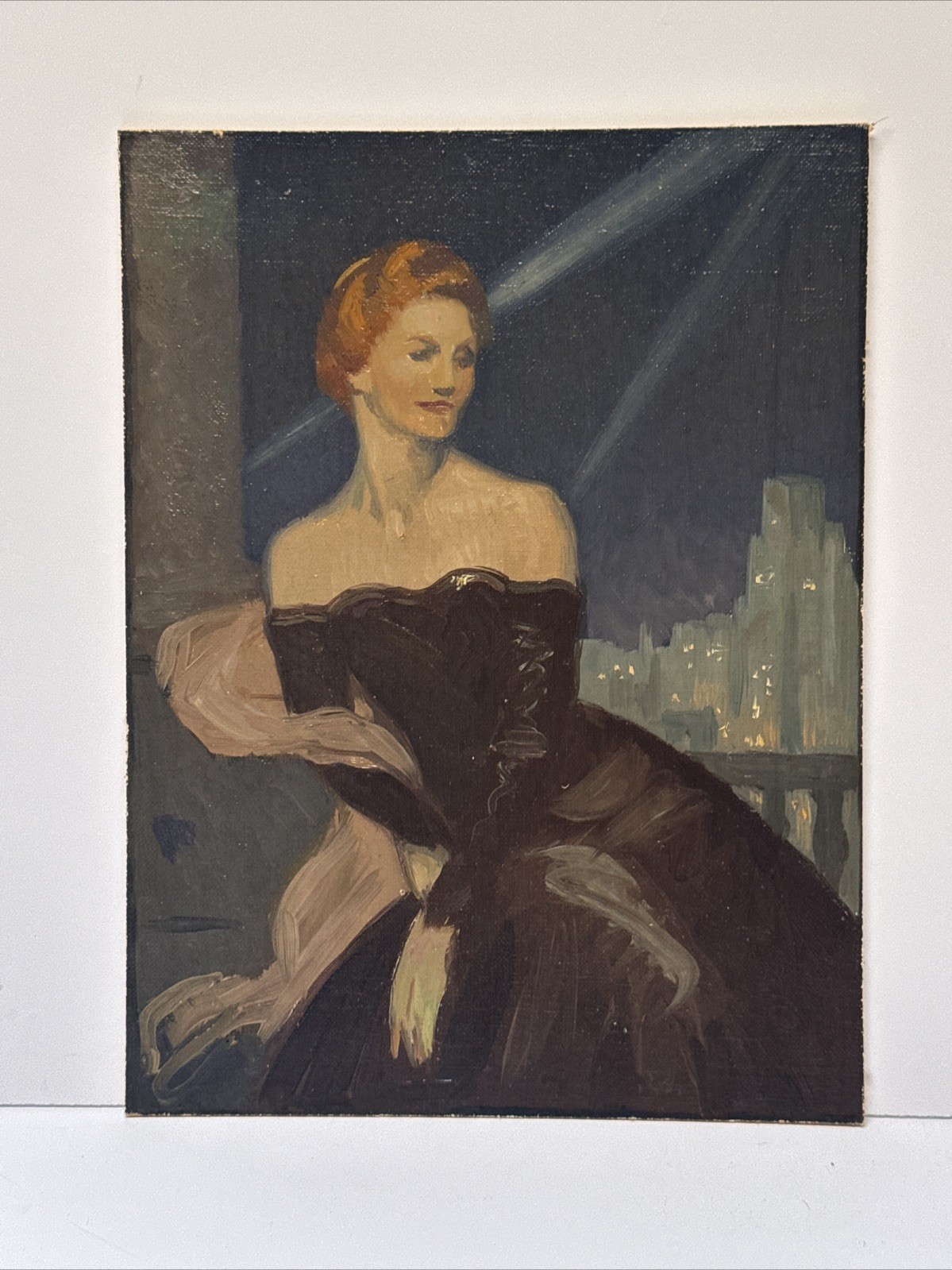 Antique Painting Portrait Woman Women Female Model Art Deco Cityscape Mystery