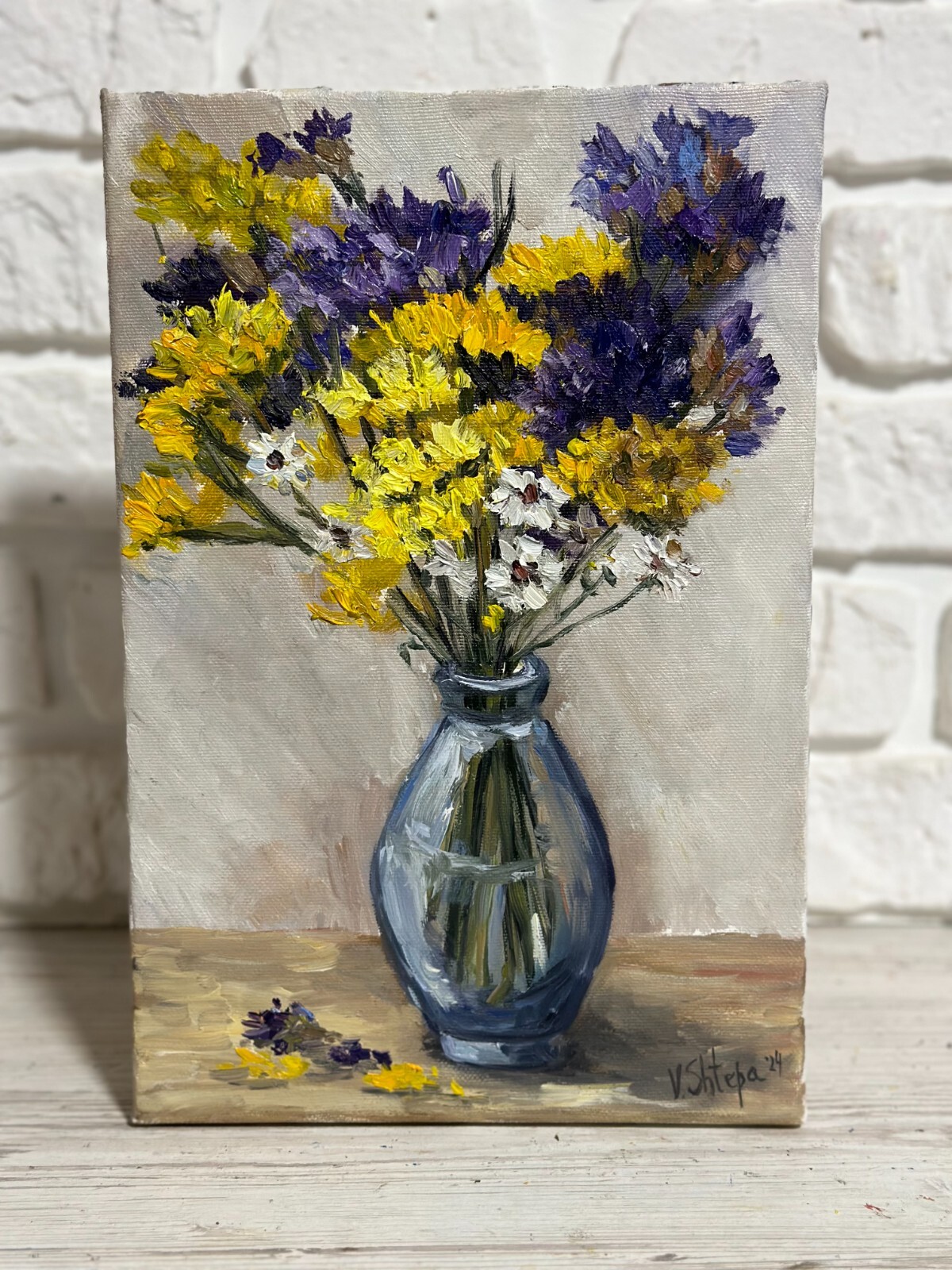 Wildflower Bouquet Original Oil Painting Blooming Flowers Floral Still life Art