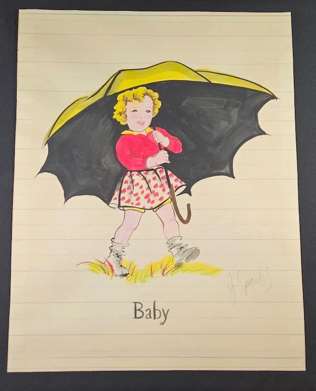 Fun With Dick And Jane «BABY» Original Watercolor Painting Illustration Art