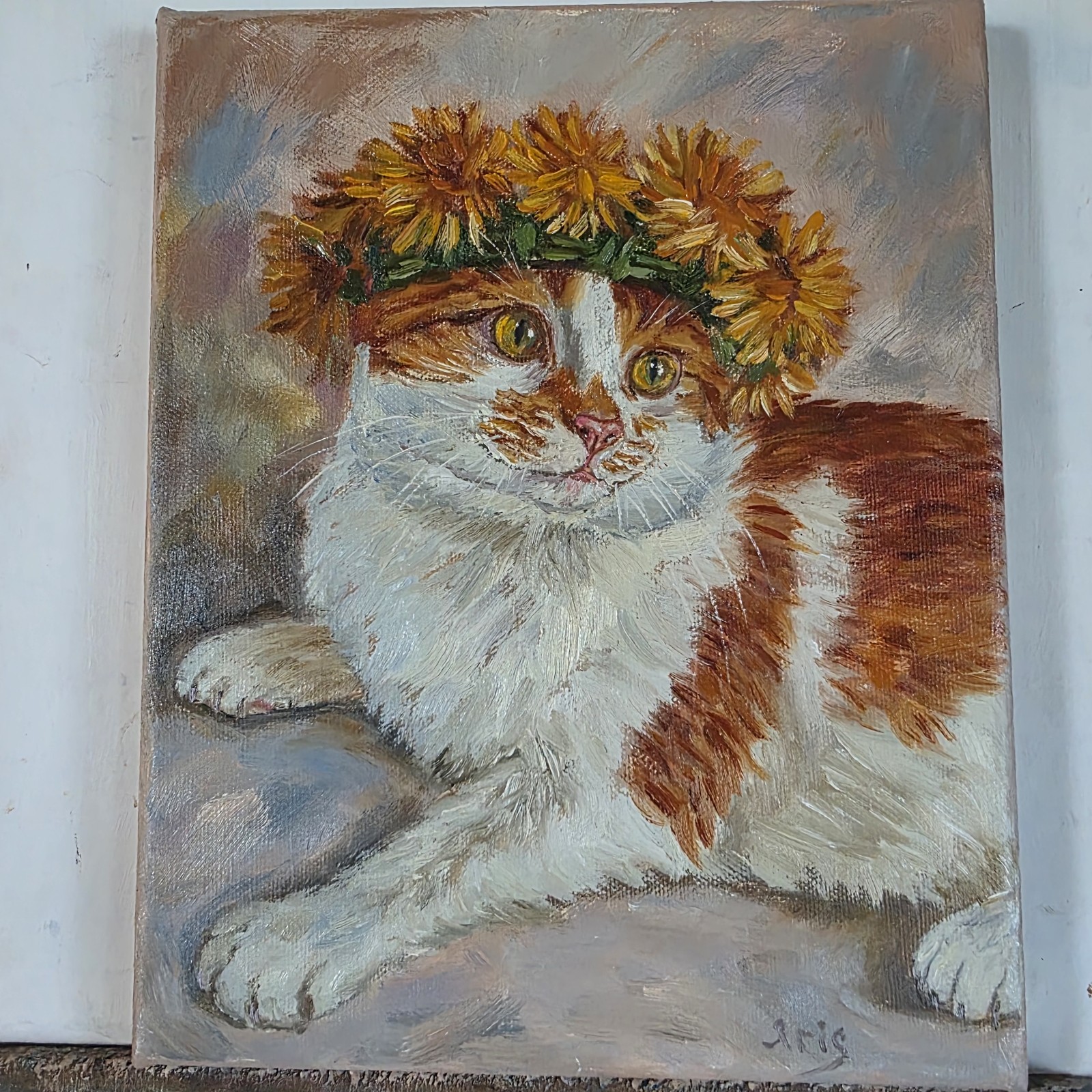 Original Oil Painting Pet Portrait 8×10 Inches, Cute Cat