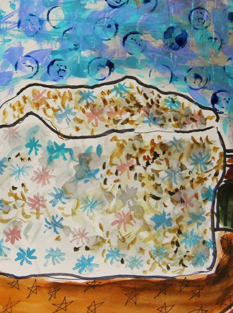Original Bakery Sketch Food Watercolor Impressionism