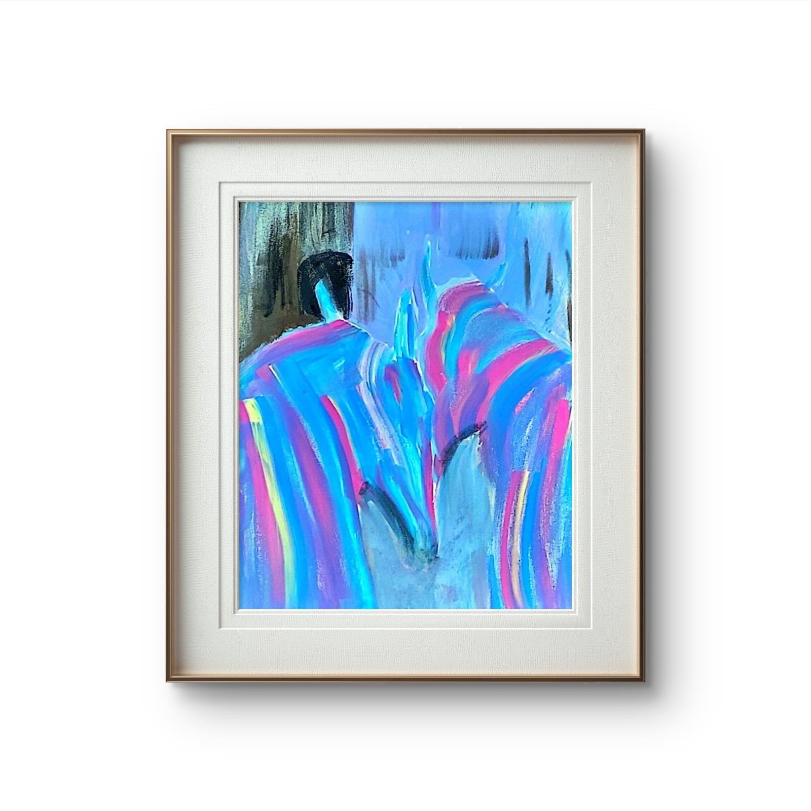 Stallions In Love Expressive Acrylic Painting 16×20 Romantic Modern Art