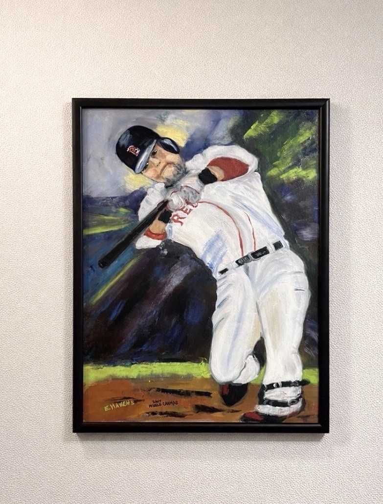 E. Havens 2007 Boston Red Sox Dustin Pedroia Original Oil Painting On Canvas