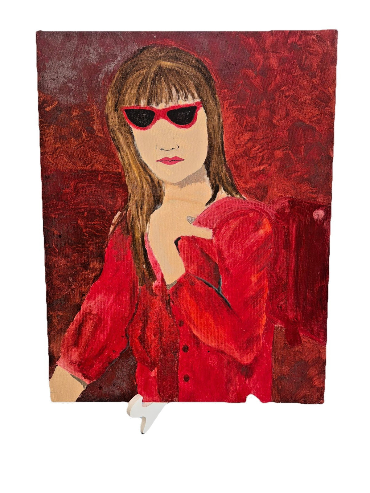 Original Acrylic wall art – Fashion Portrait Woman in Red; modern/contemporary
