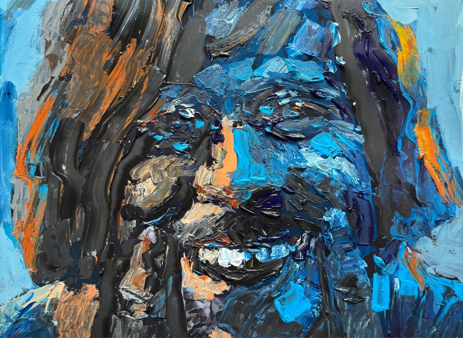 ORIGINAL Abstract Eyedea Smile Hip Hop Freestyle E&A Palette Knife Portrait 16″