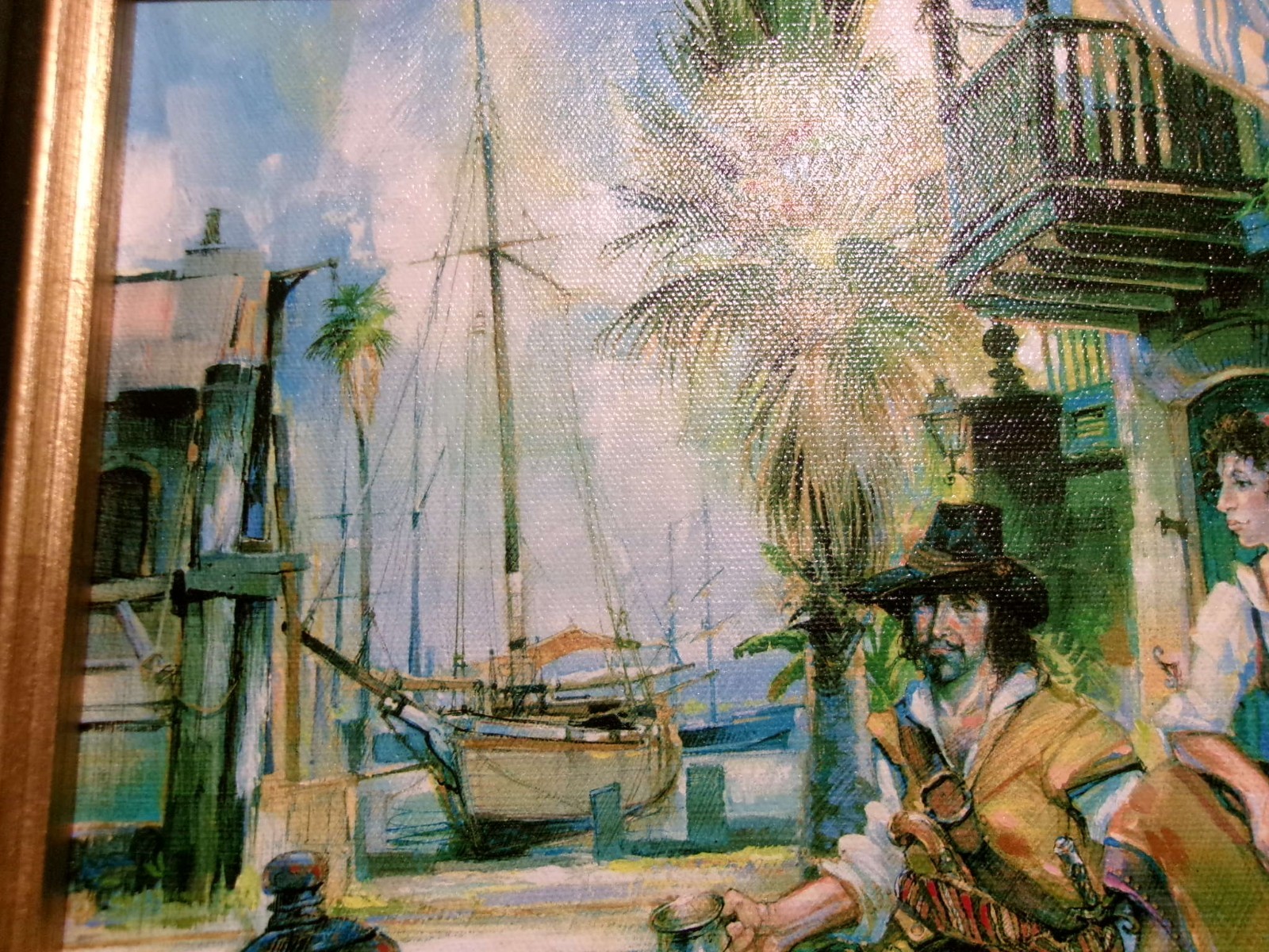 TOMMY G THOMPSON «WAITING FOR LAFITTE» 13/450~FRAMED OIL PAINTING W/ CERTIFICATE