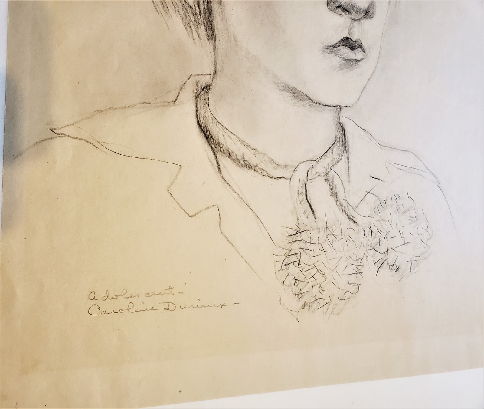 CAROLINE DURIEUX Original SIGNED Graphite Drawing «Adolescent» WPA FAP Project