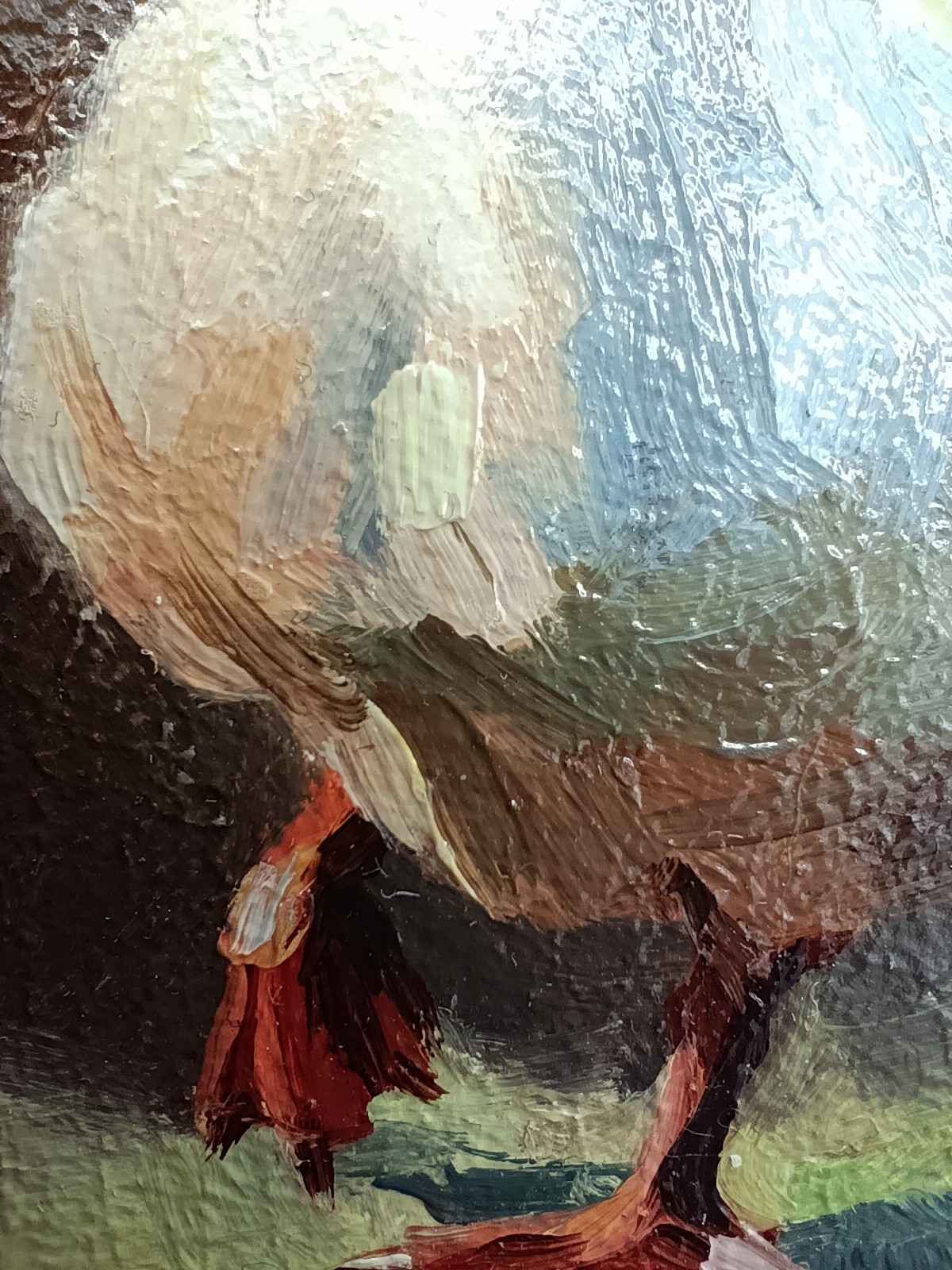 White Goose Original Oil Painting 4×4 Framed Signed Cute Goose Duck Animal Art