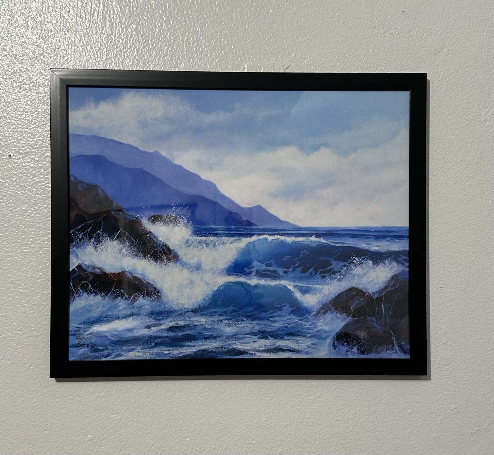 Oil Painting 8×10 Framed PRINT Seacape Wave Breakers