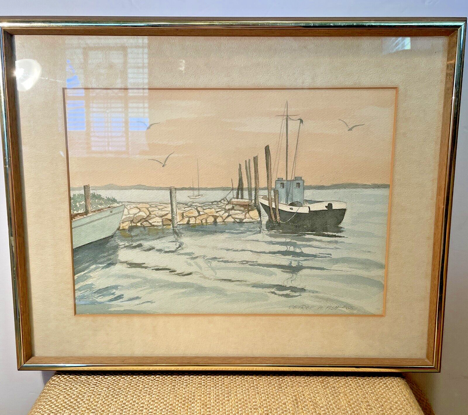 Original Seascape Watercolor New Jersey Artist George A. Fish AWS 1893-1993