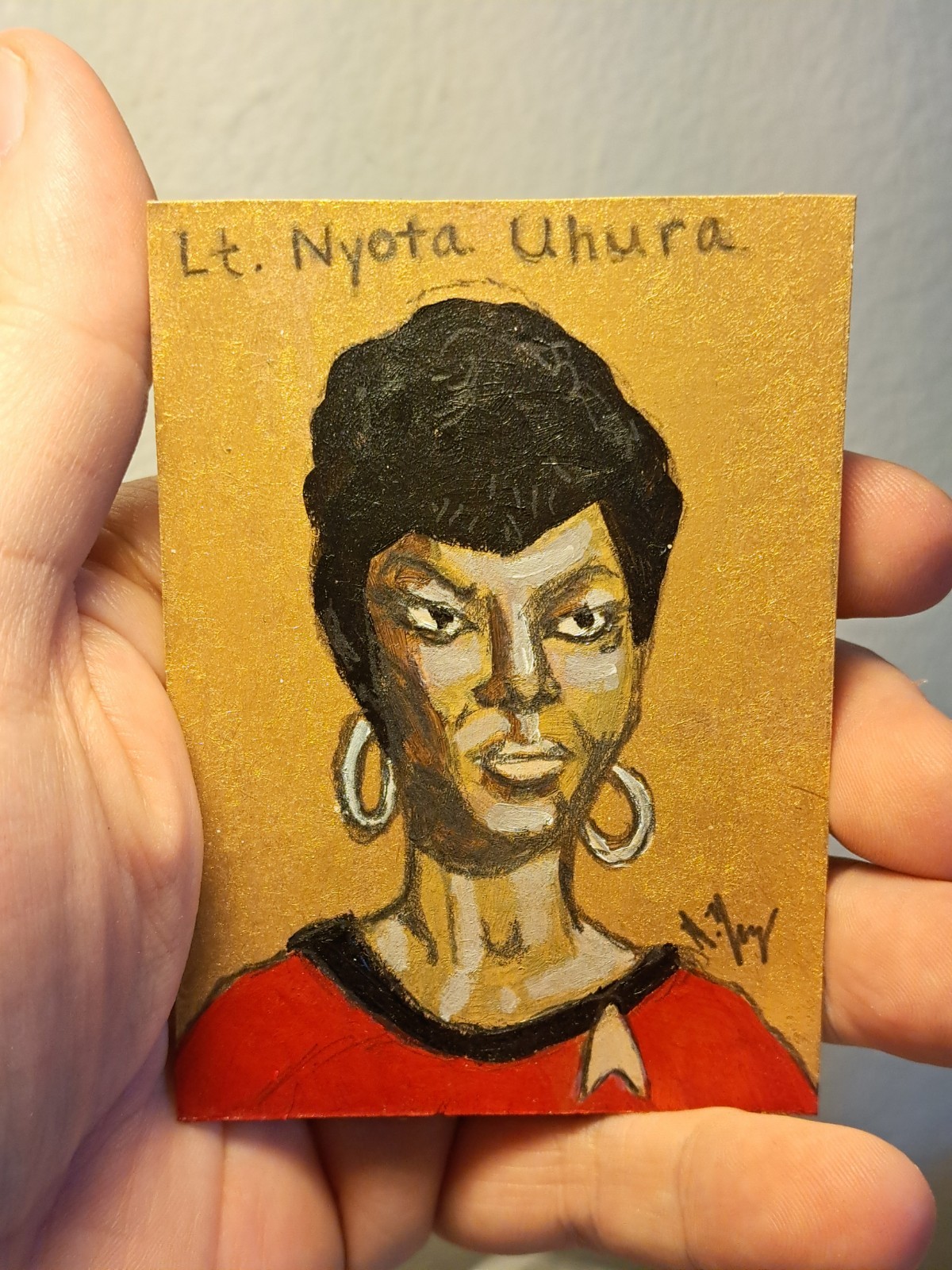 aceo original art card acrylic ink «Lt. Uhura, Star Trek» (ooak) Limit 1/1