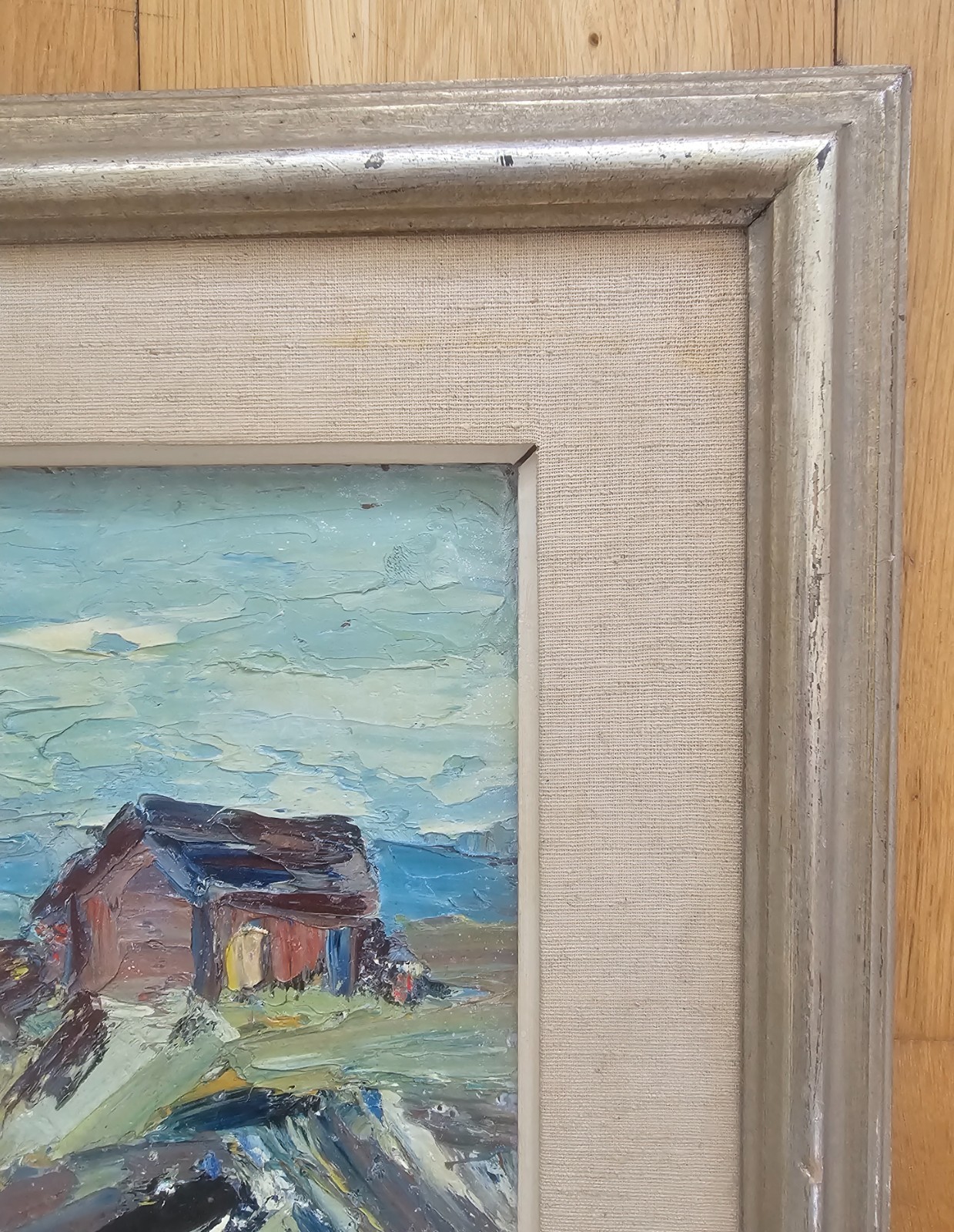 ORIGINAL MID CENTURY SCANDINAVIAN COASTAL OIL PAINTING NORDIC SEASCAP SIGNED -5?