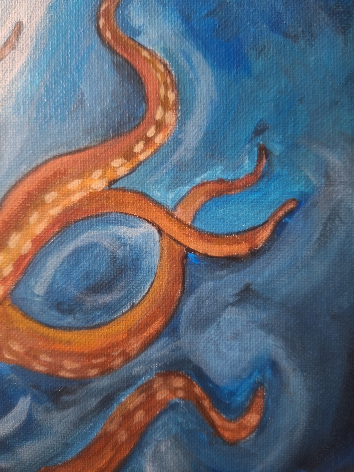 Orginal Deep Sea Octopus 9×12 Impressionist Acrylic Panel Painting