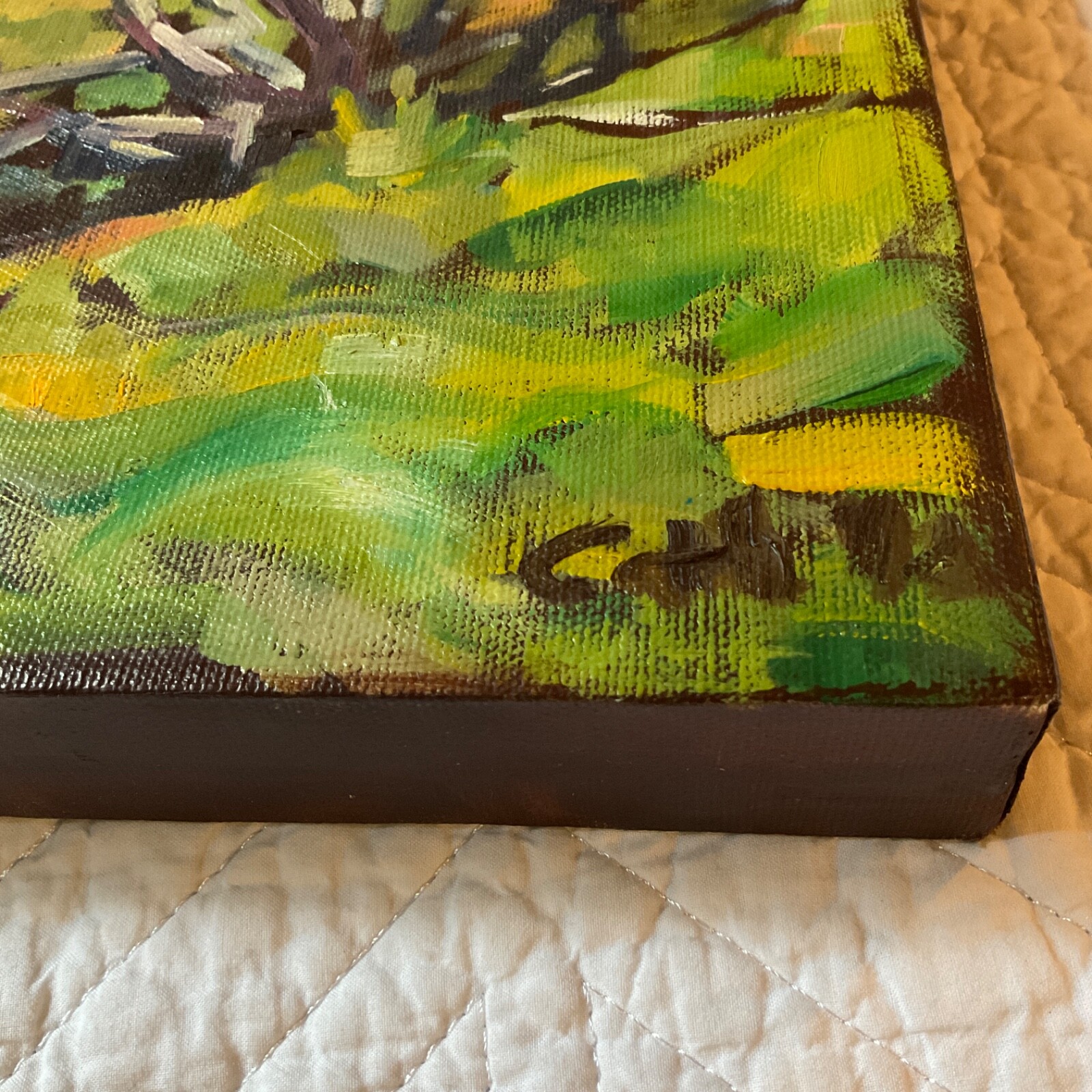 Impressionist landscape original acrylic PAINTING trees signed wall art modern