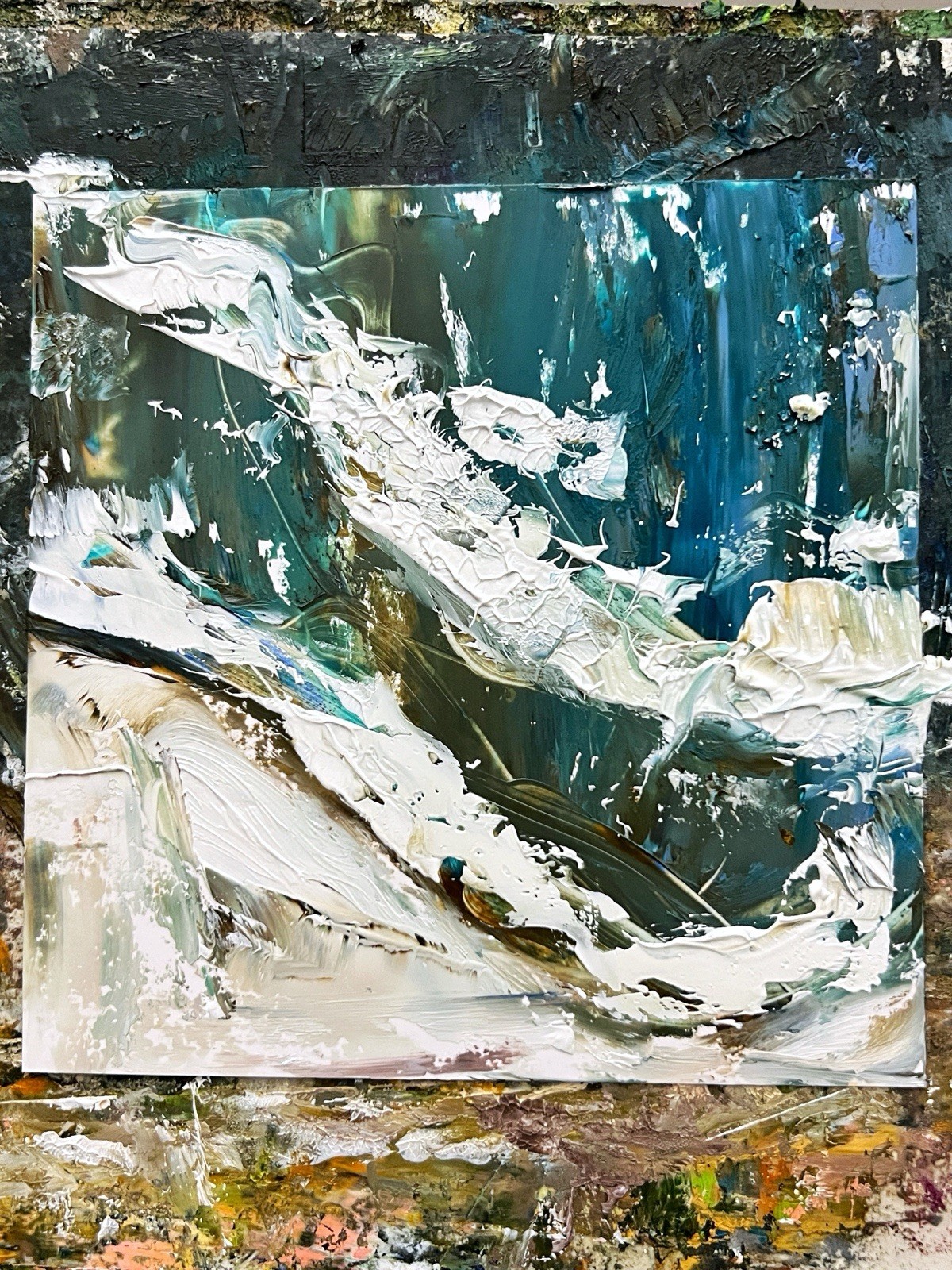 Virginia Beach Shoreline • Dramatic Ocean Energy Impasto Expressive Artwork Gift