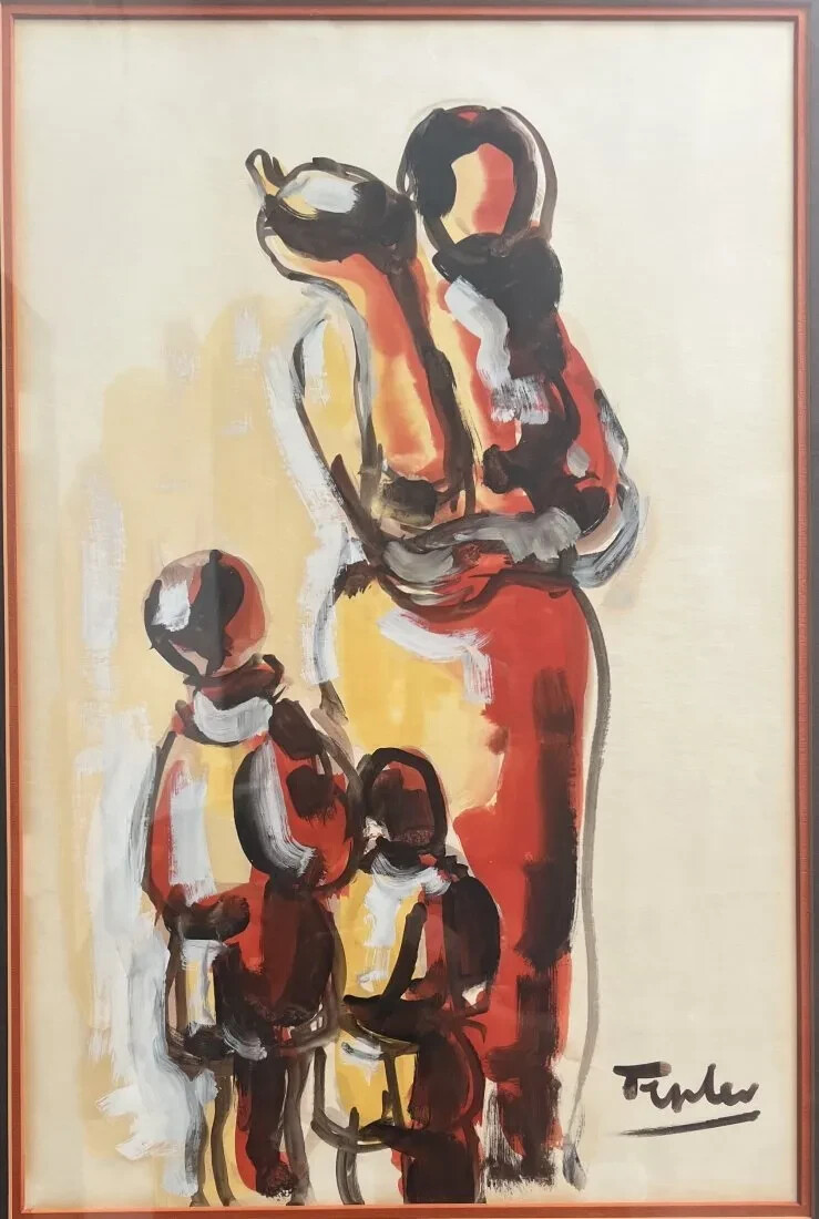 SHMUEL TEPLER (1918-1998) POLAND ,OIL ON PAPER/CARDBOARD