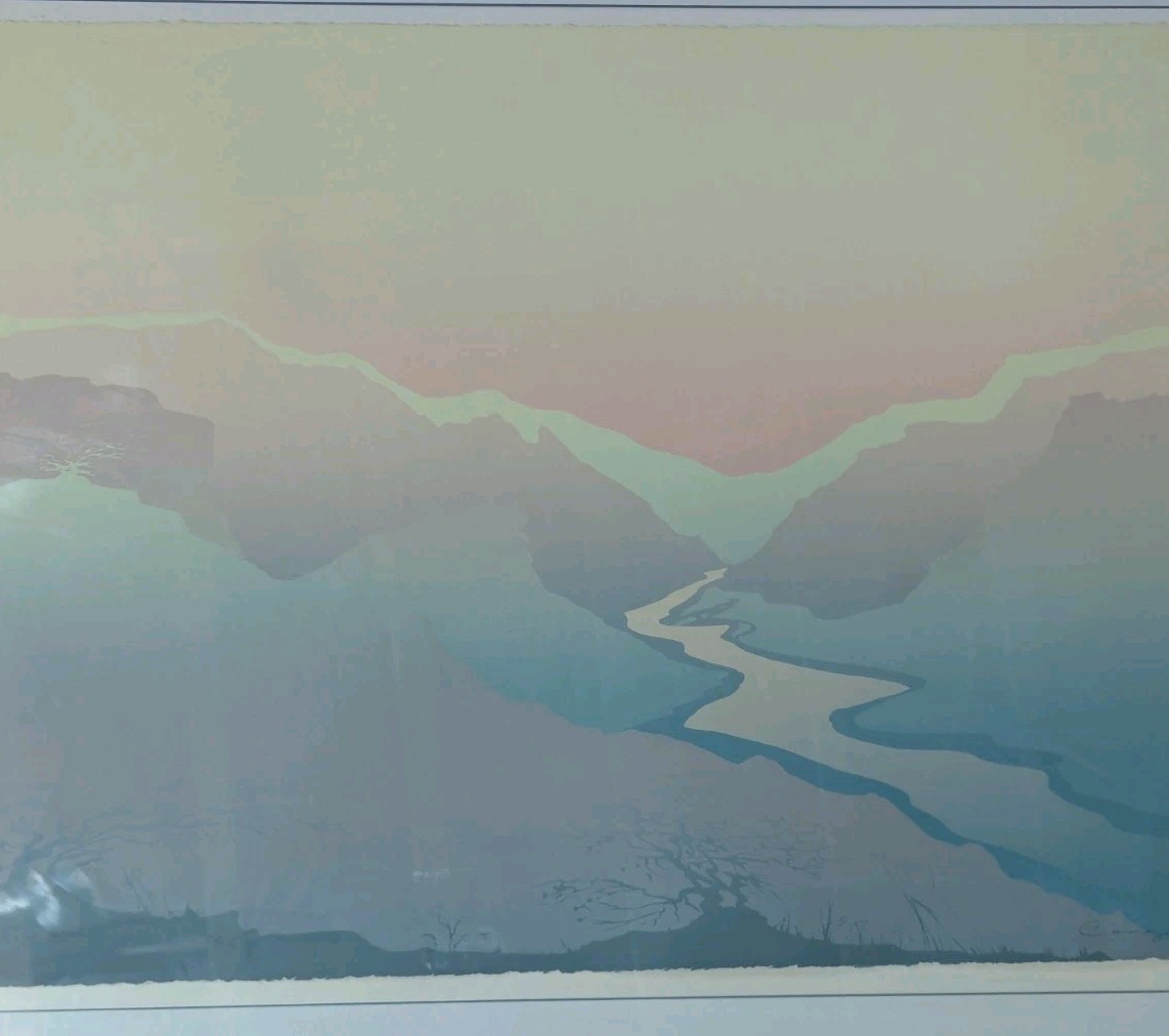 Set Of 2 Large Soft Abstract Landscape Paintings Signed Artwork 36in X 30in READ