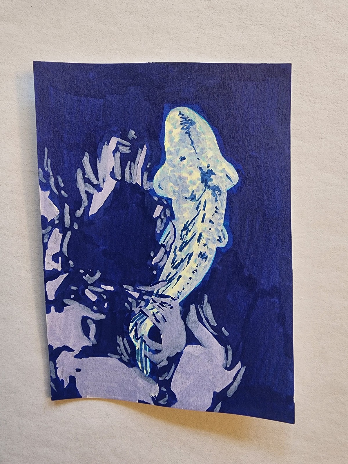 ACEO Original Abstract Acrylic Painting of a Koi Fish by Kiva