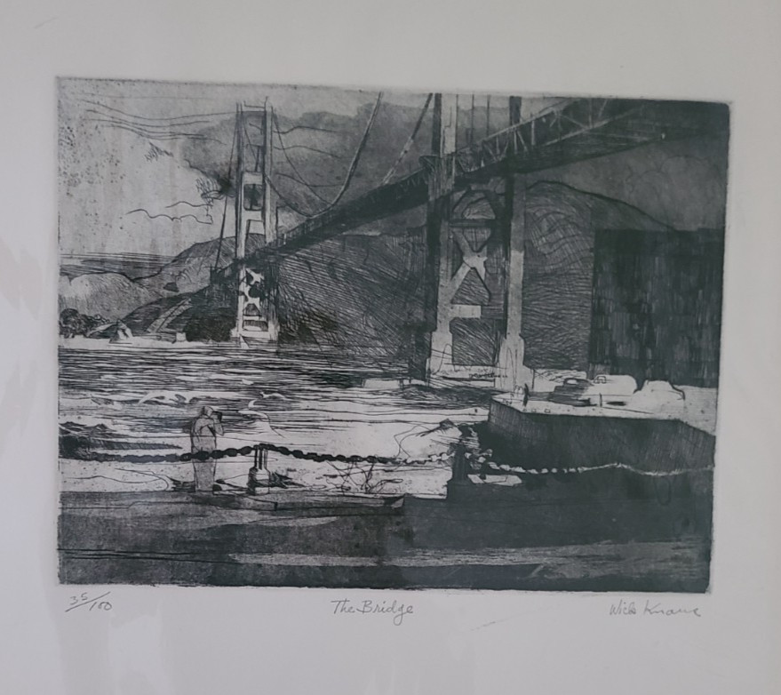Original San Francisco Artist Signed Lithograph 35/100 «THE BRIDGE»-GOLDEN GATE