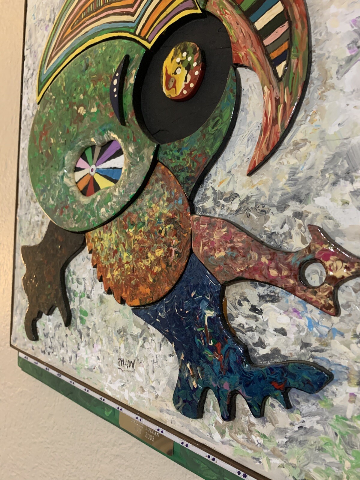 UNIQUE! One Of A Kind Pseudo Toucan Abstract Art Deco Contemporary SIGNED!