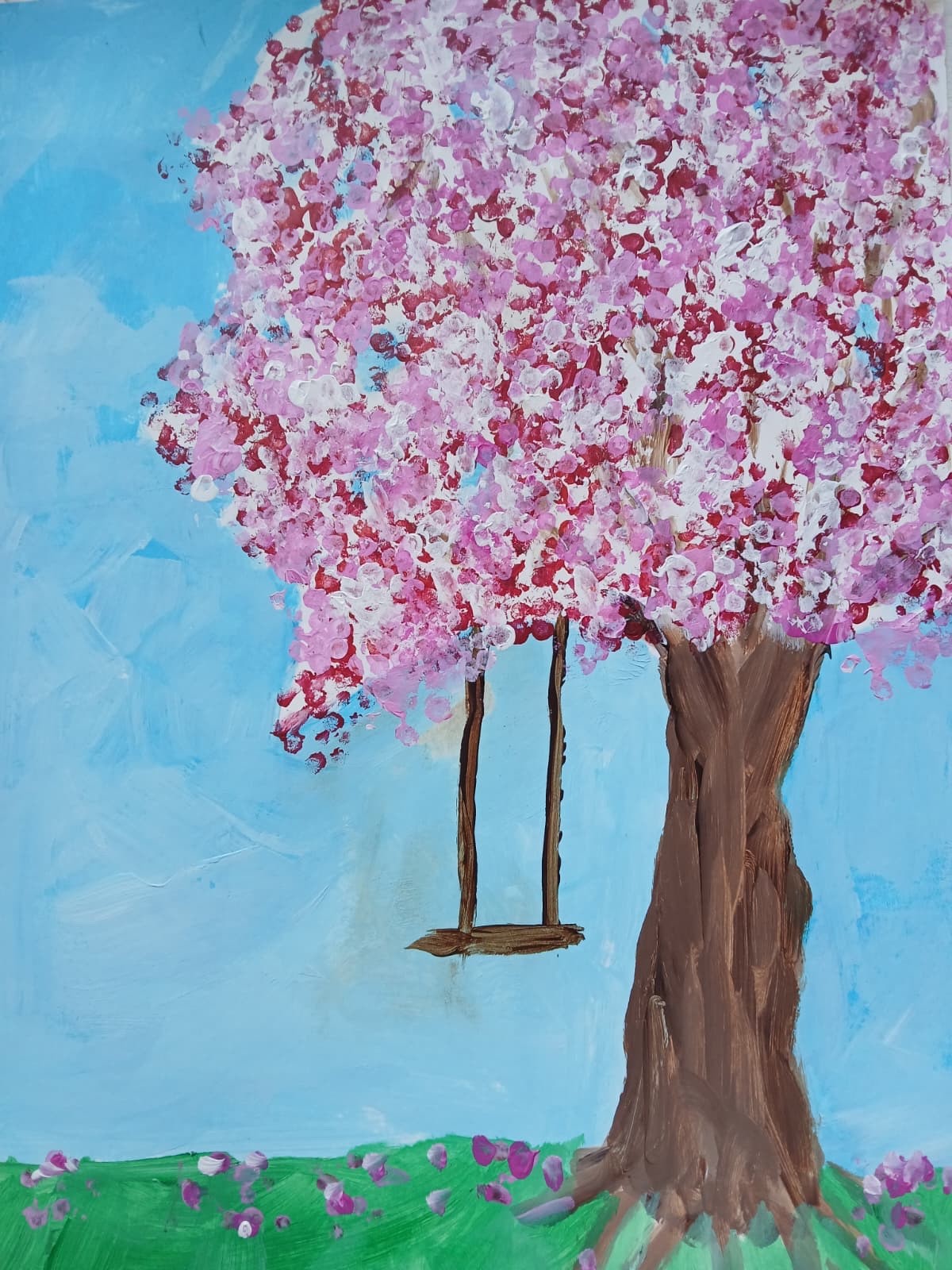 Abstract/Impressionism 9 x 12 Cherry TreeHandmade Colorful Art Painting