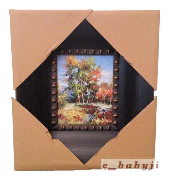 Original Textured Canvas Hand Painted Autumn Trees Foliage Landscape Signed