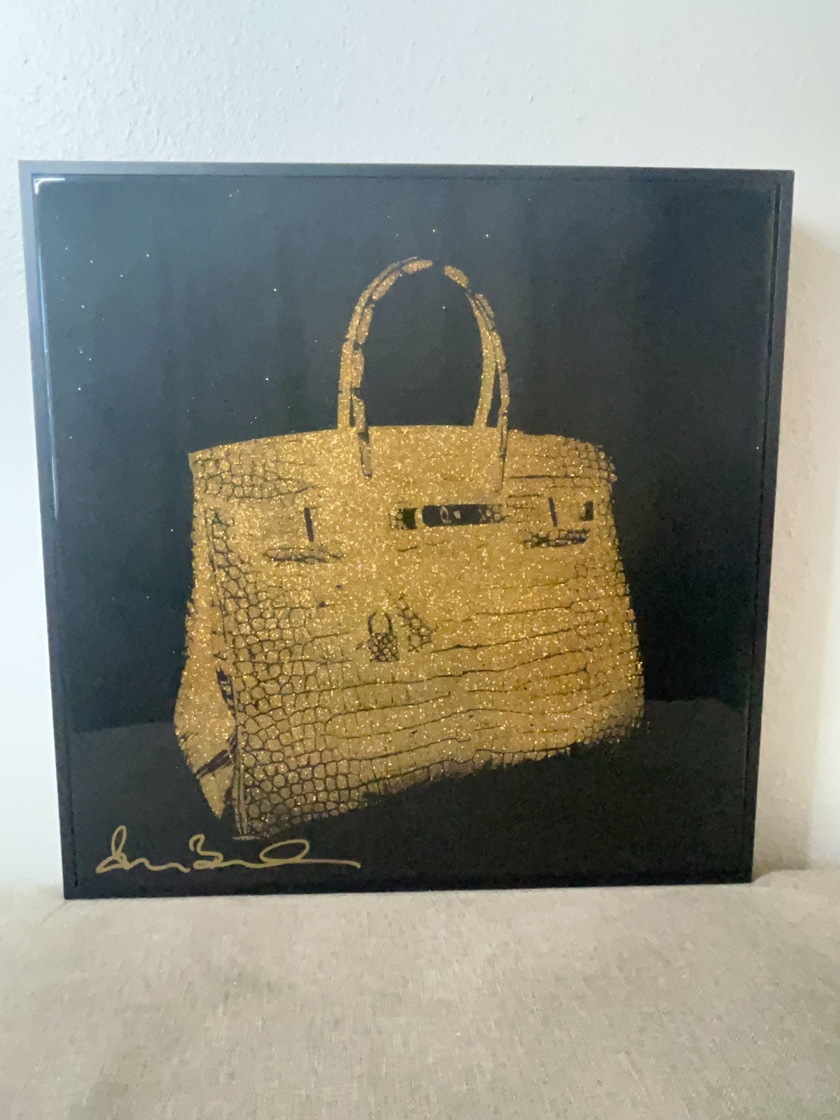 [LIQUIDATION] Shane Bowden Luxury Brand Handbag Gold UV Resin Painting Framed