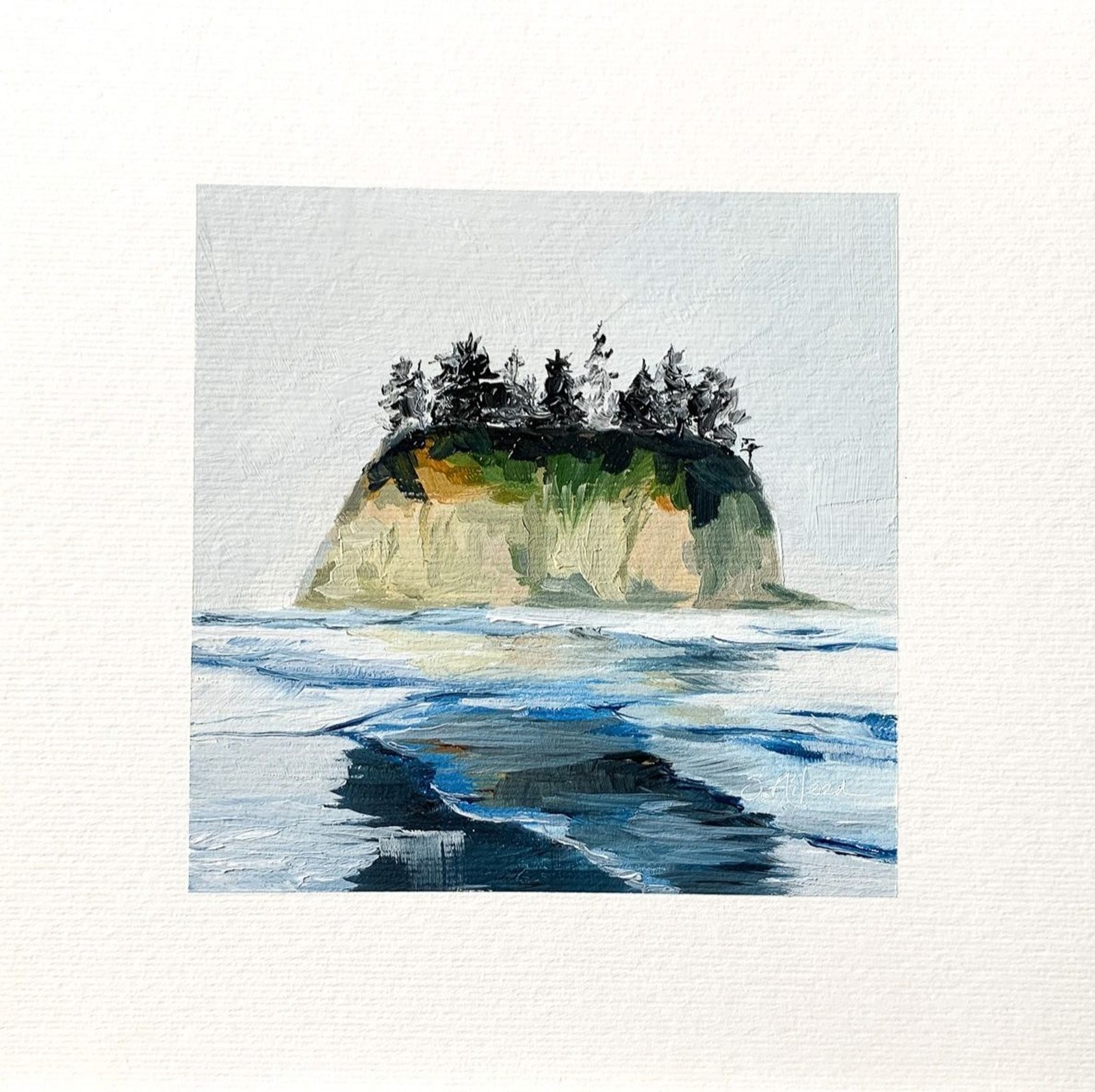 8×8 PNW Original Oil Painting La Push Beach Seascape Pacific Coastal Art Signed