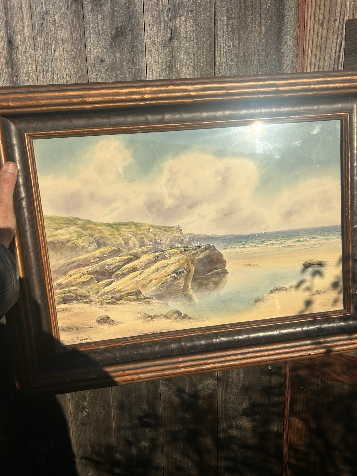 Listed Watercolor A. Binbeck Painting 20.5×13.5 Inches 1930’s Period Frame