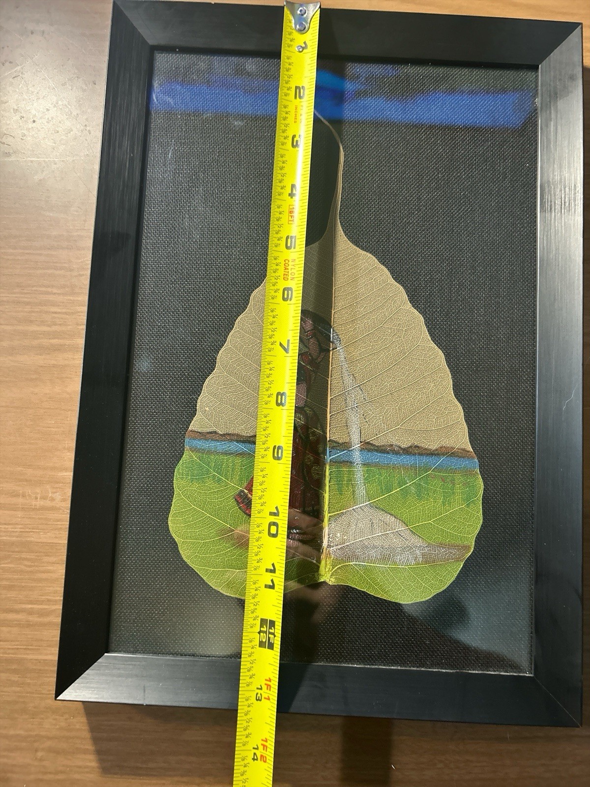 Vintage Hand Painted Pipal Leaf Framed