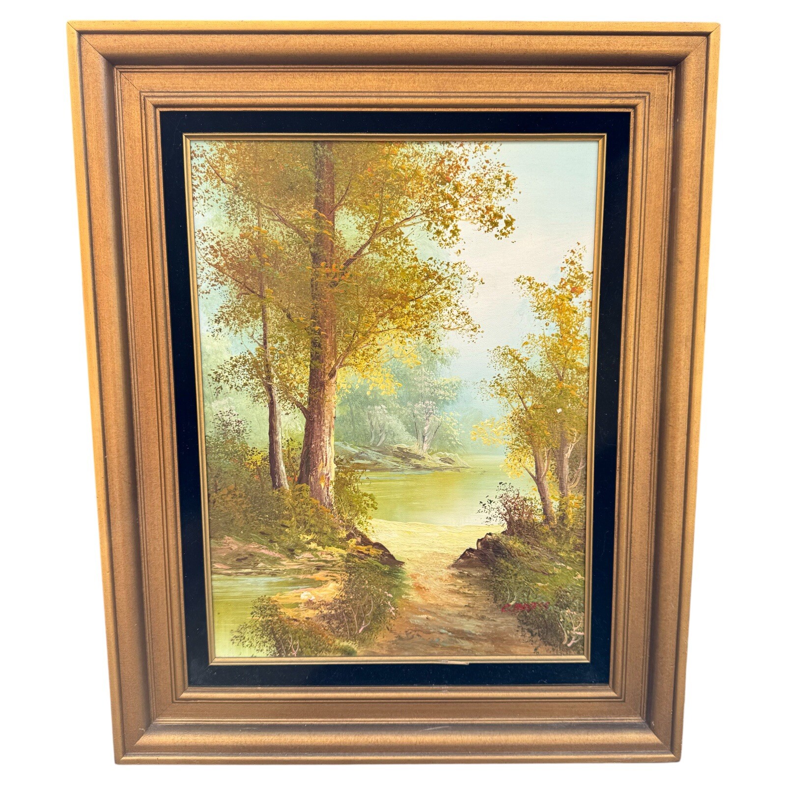 Landscape Oil Painting Signed C. Inness Clara Framed Vintage 16” X 12”