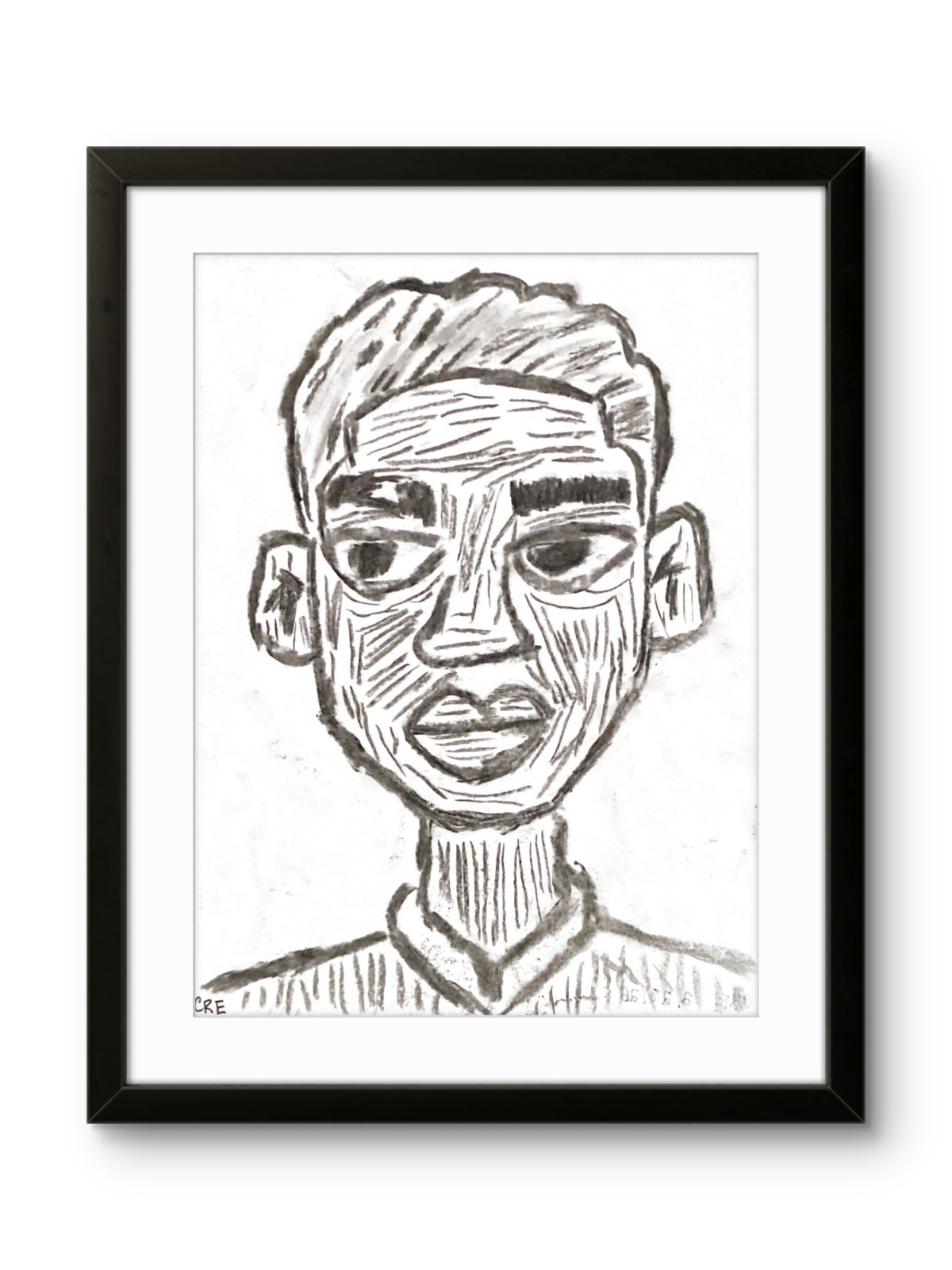 Neo Expressionism Black Boy Face Figure Person Drawing Sketch Original Art 11×14