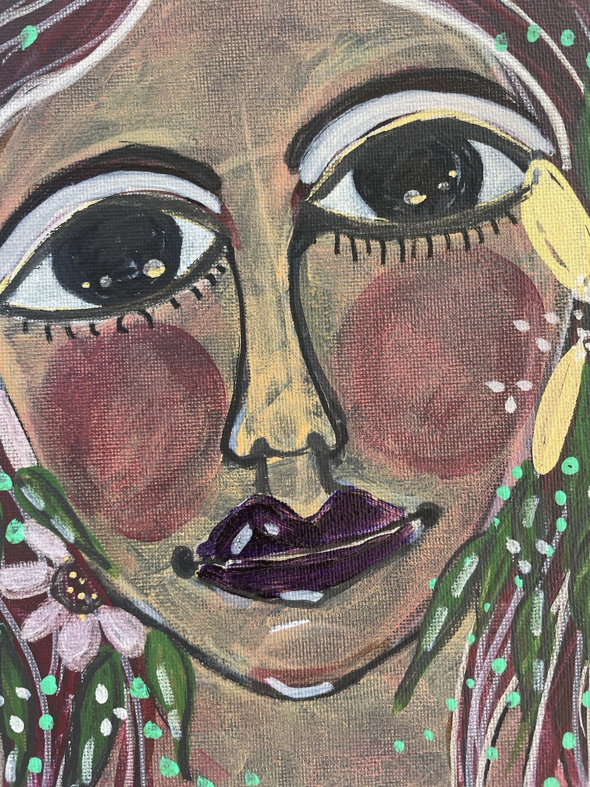 Acrylic Painting Original Canvas Fairytale Girl In Garden One Of A Kind Whimsy