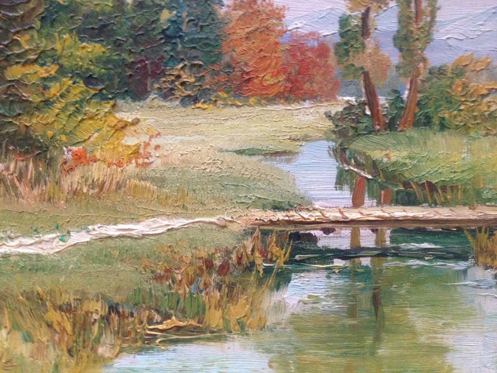 Impressionist Oil Painting Hans Ehrle Signed° Landscape Voralpen Bridge Valley
