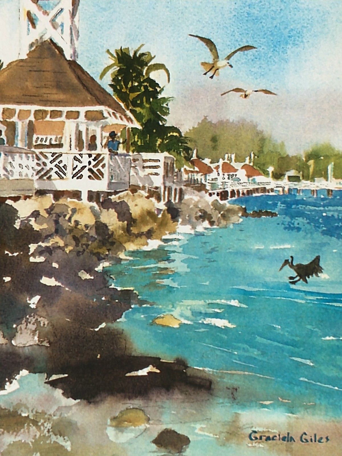 Laser Reproduction of Watercolor «Bradenton Beach City Pier» Graciela Giles 8×10