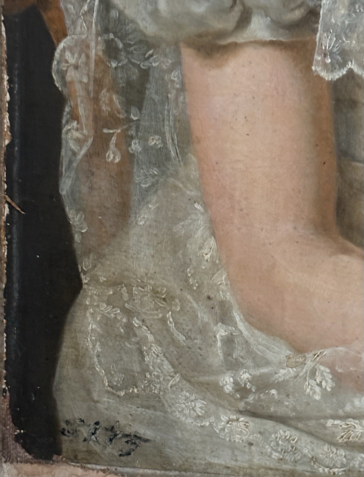ANTIQUE SITZ ARTIST BRIDE PORTRAIT 1842 Southern Child Added Later OIL PAINTING