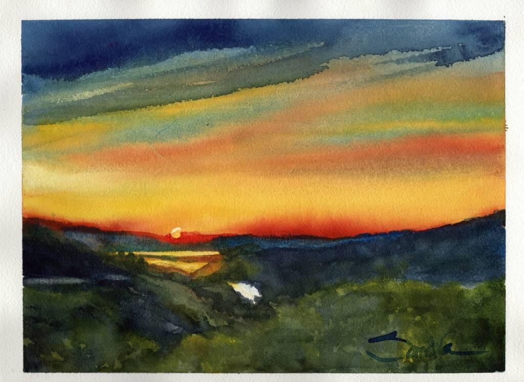 Lake Casitas : Sandra Watercolors™ California : ORIGINAL PAINTING
