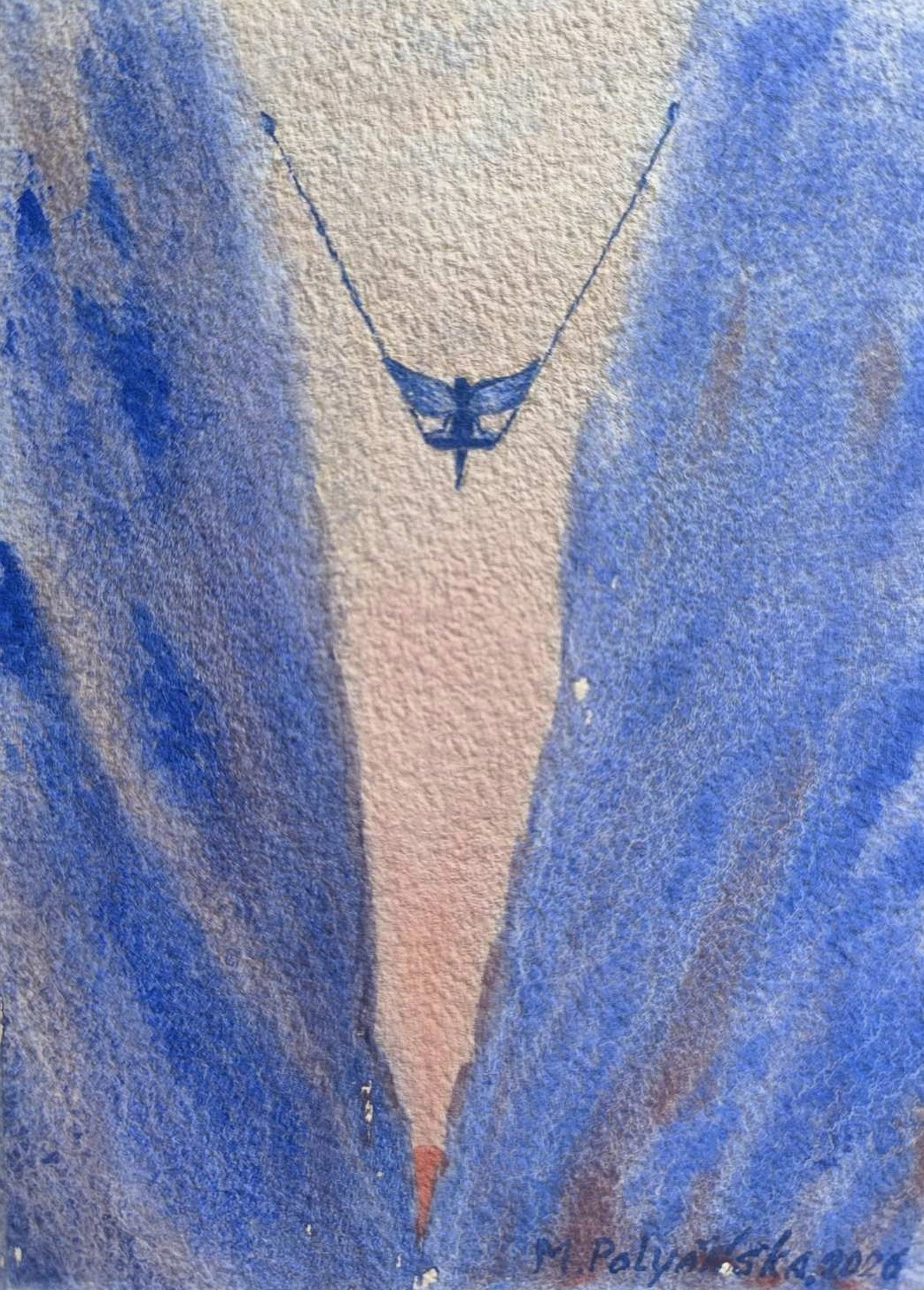 ANGEL FLYING Original Artworks Modern Painting MOUNTAINS CALM Landscape Gift A5