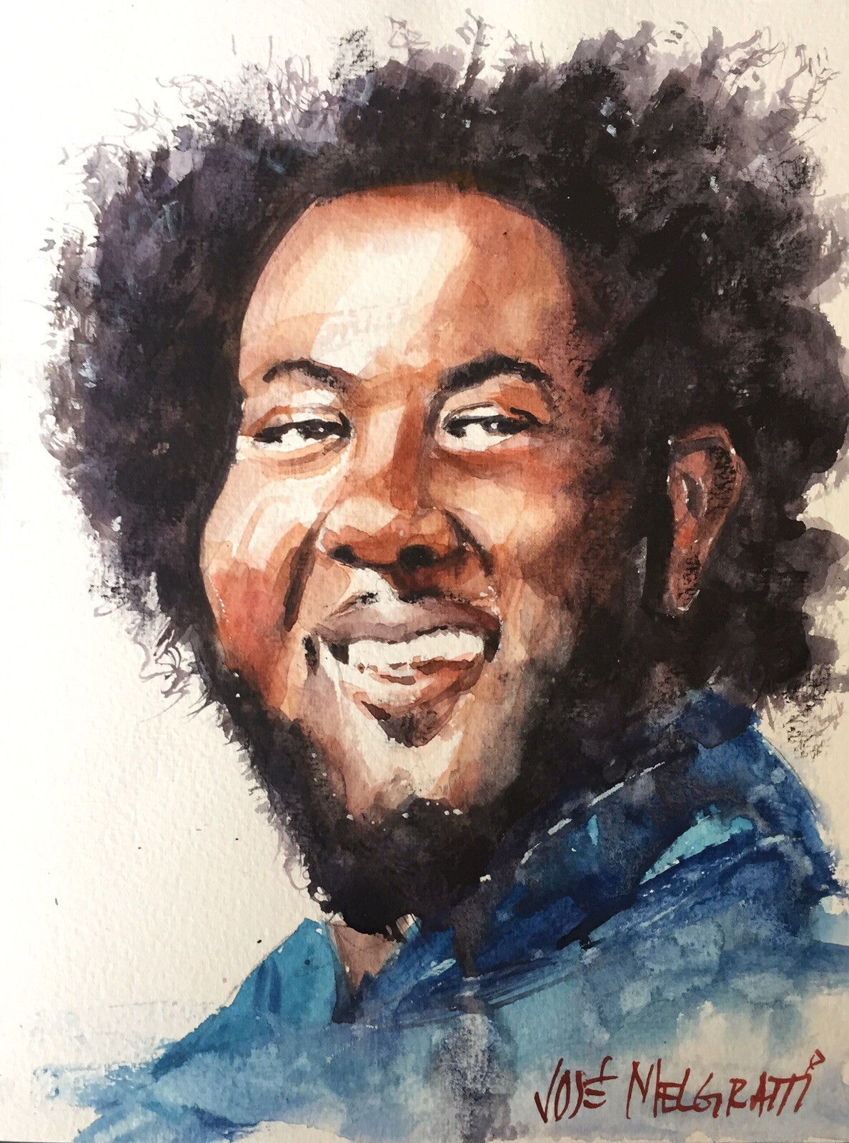 Original Watercolor Painting «smiling» 7.1/2″ X 10″ NOT A PRINT