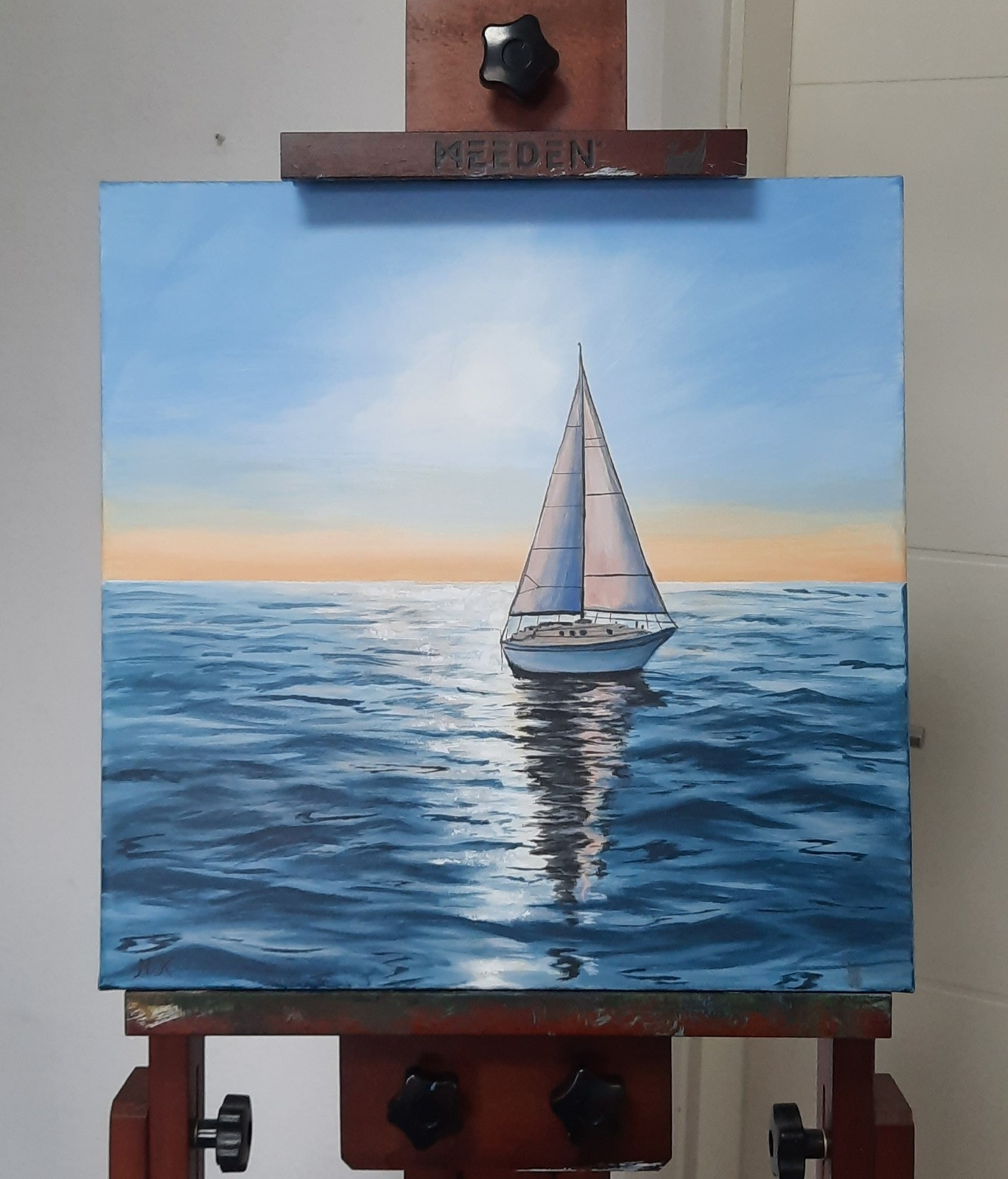 Sailboat Seascape Painting Original Sea Marine Art Ocean Wall Art