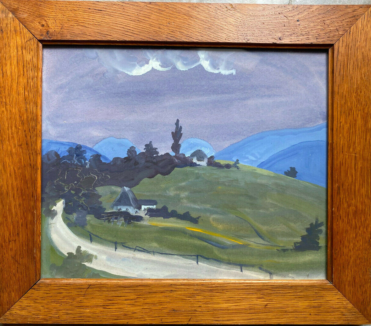Gouache House in the Black Forest Mountains around 1930 Unsigned Frame Edge