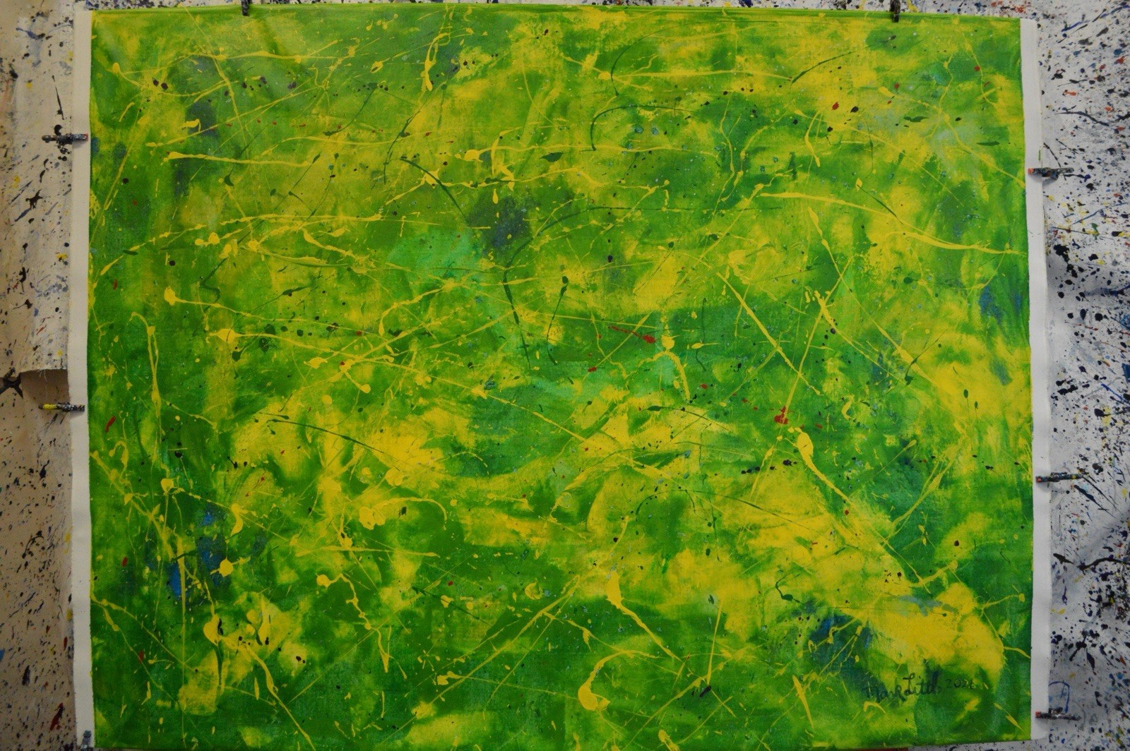 Jackson Pollock Style Giant Canvas Painting 81”X62” (6 Foot 9 inch) Abstract XXL