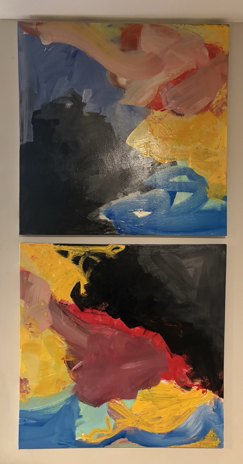 Abstract Acrylics Painting (Set of 2 Canvases)22×22 56x56cm By : Alfred Liriano
