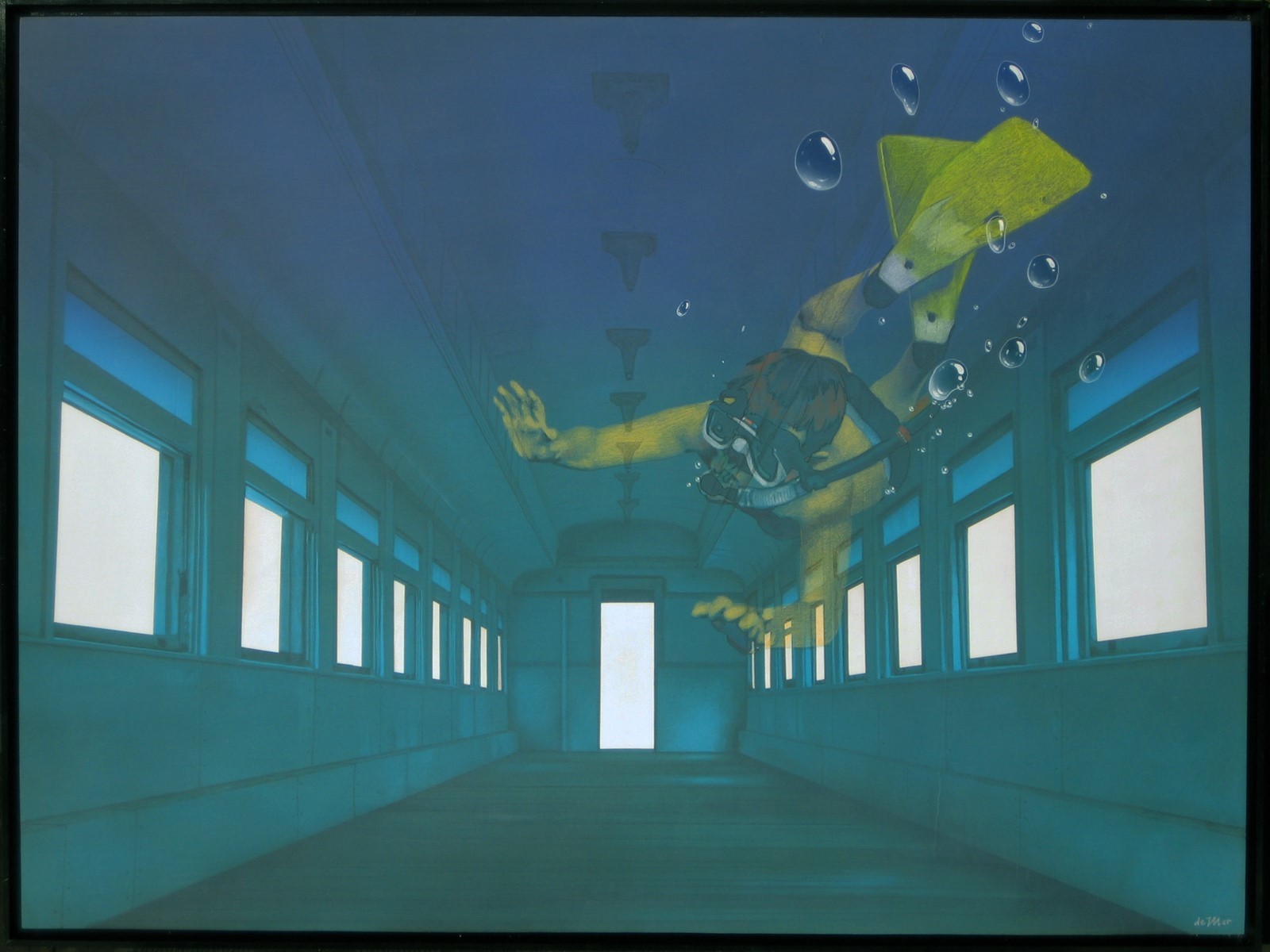 Charles DeMar Ghost Diver Original Acrylic on Wood Panel 36 x 48 H/S NOW $1400